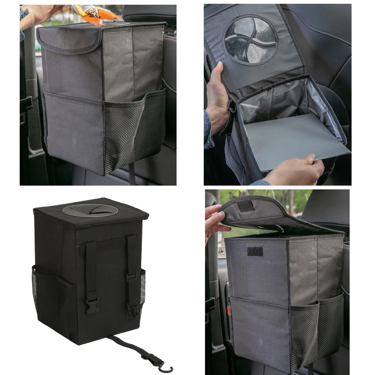 Car Trash Bag Can With Lid 4