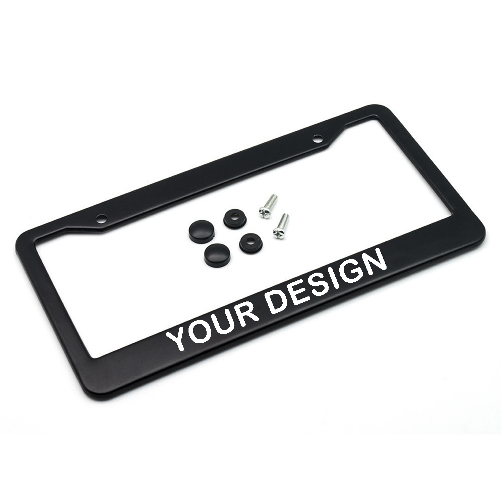 Aluminum License Plate Frame - Matte Black With Screws 1