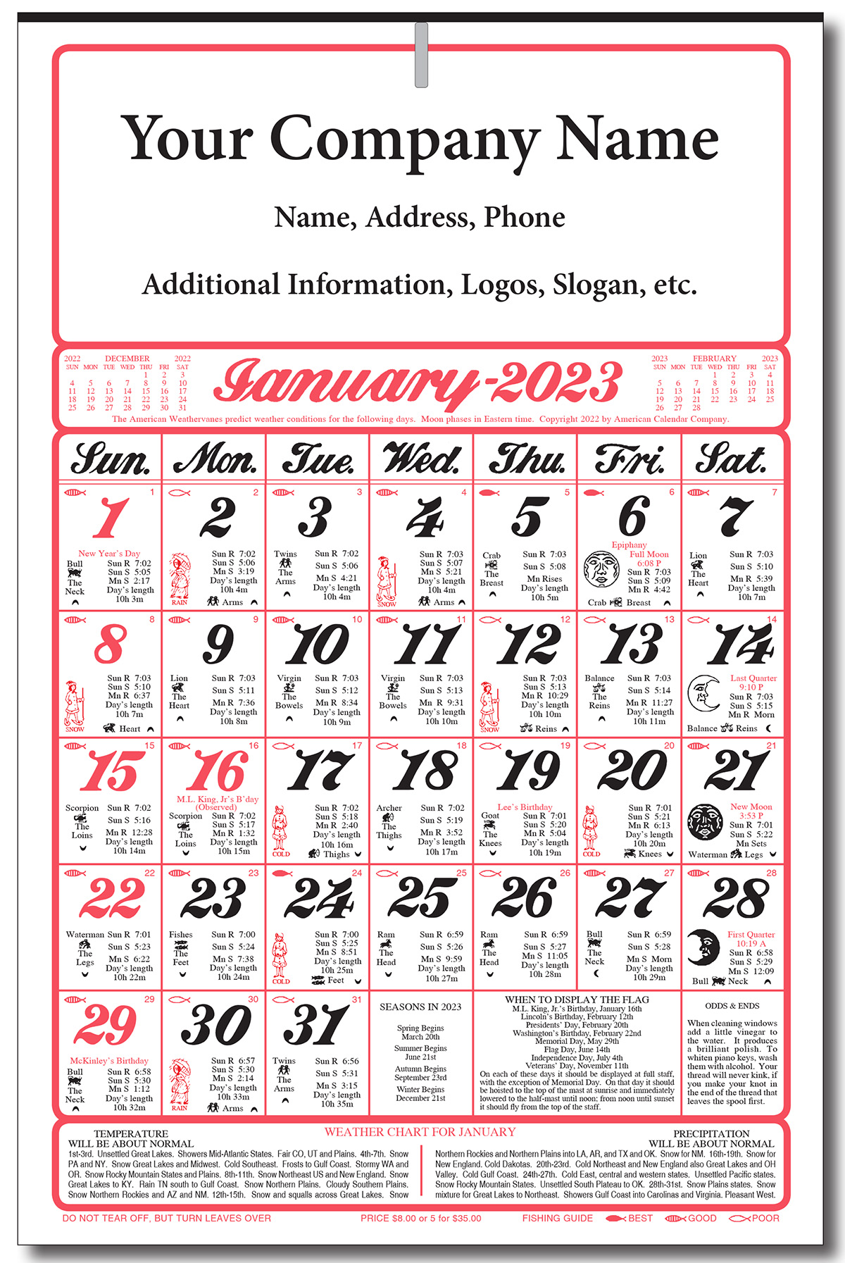 7 Sheet Almanac Wall Calendar 4