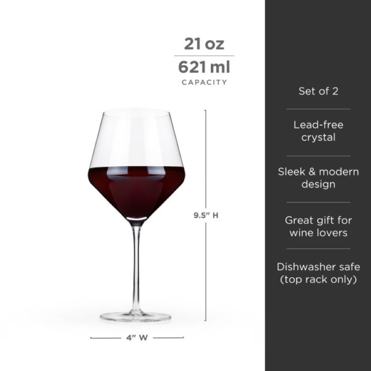Viski® Raye Angled Crystal Burgundy Glass, set of 2 2