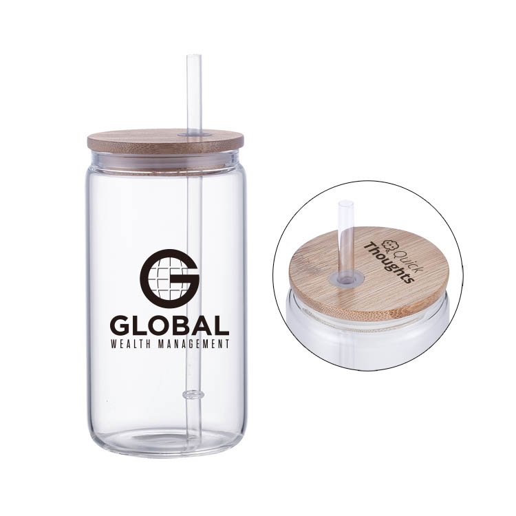 18oz. Glass Tumbler with Bamboo Lid & Straw 3
