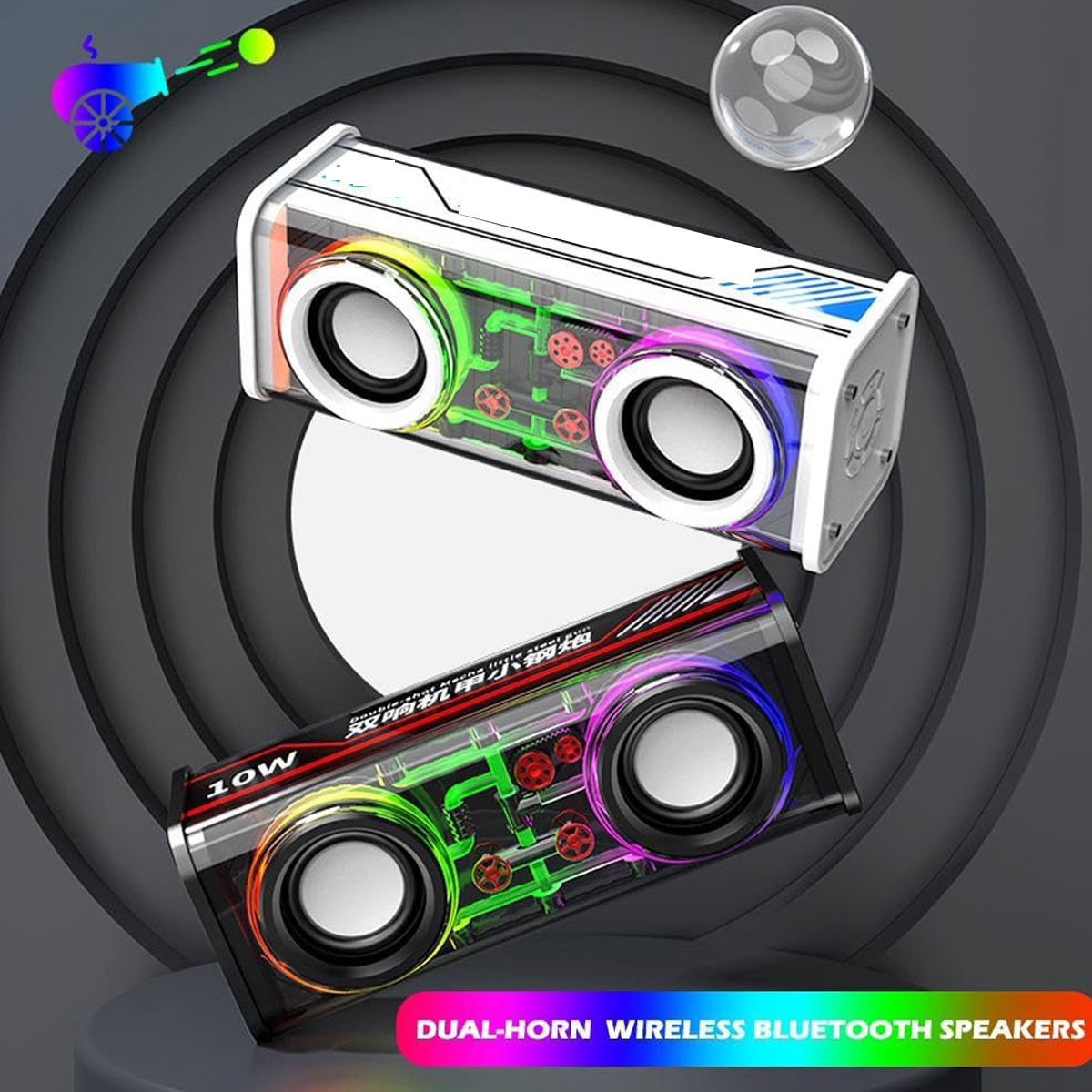 Wireless RGB Light Clear Speakers 2
