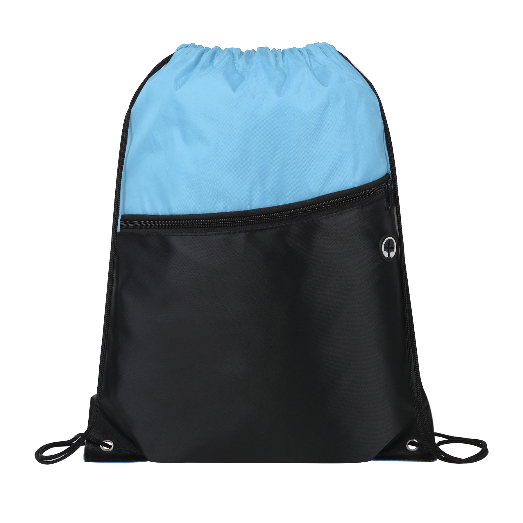 Two-Tone Drawstring Backpack With Front Zipper 26