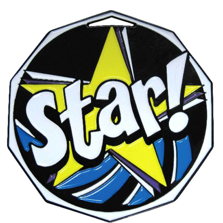 Star Decagon Colored Medallion (2")