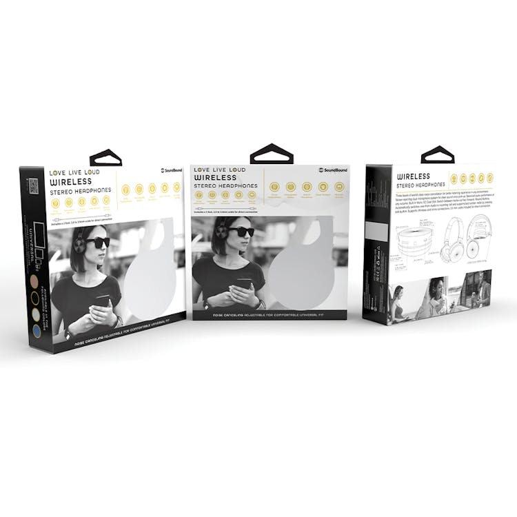 Wireless Over-Ear Headphones - Black Foldable