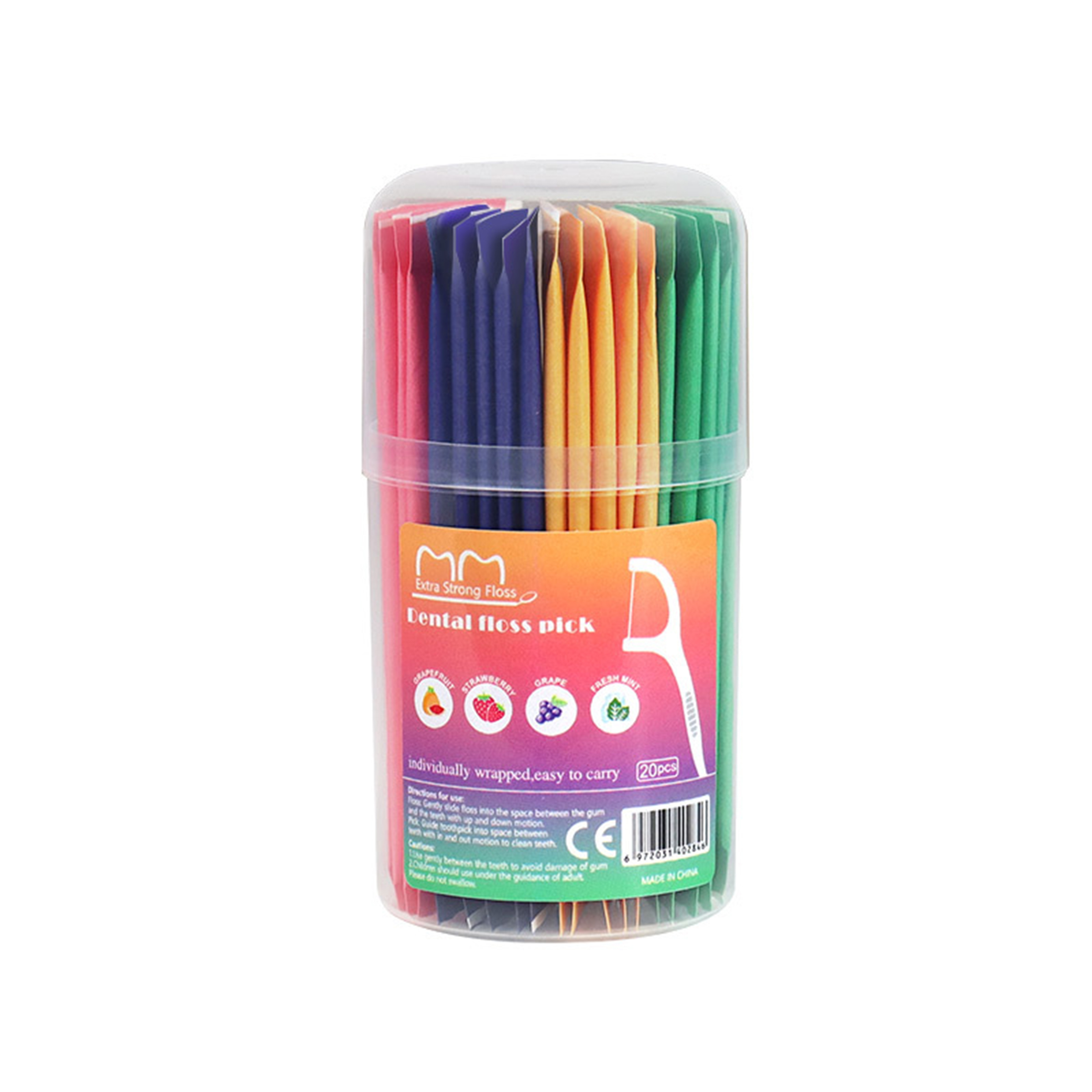 20-Pack Fruit Flavored Dental Floss Picks in Bottle 5