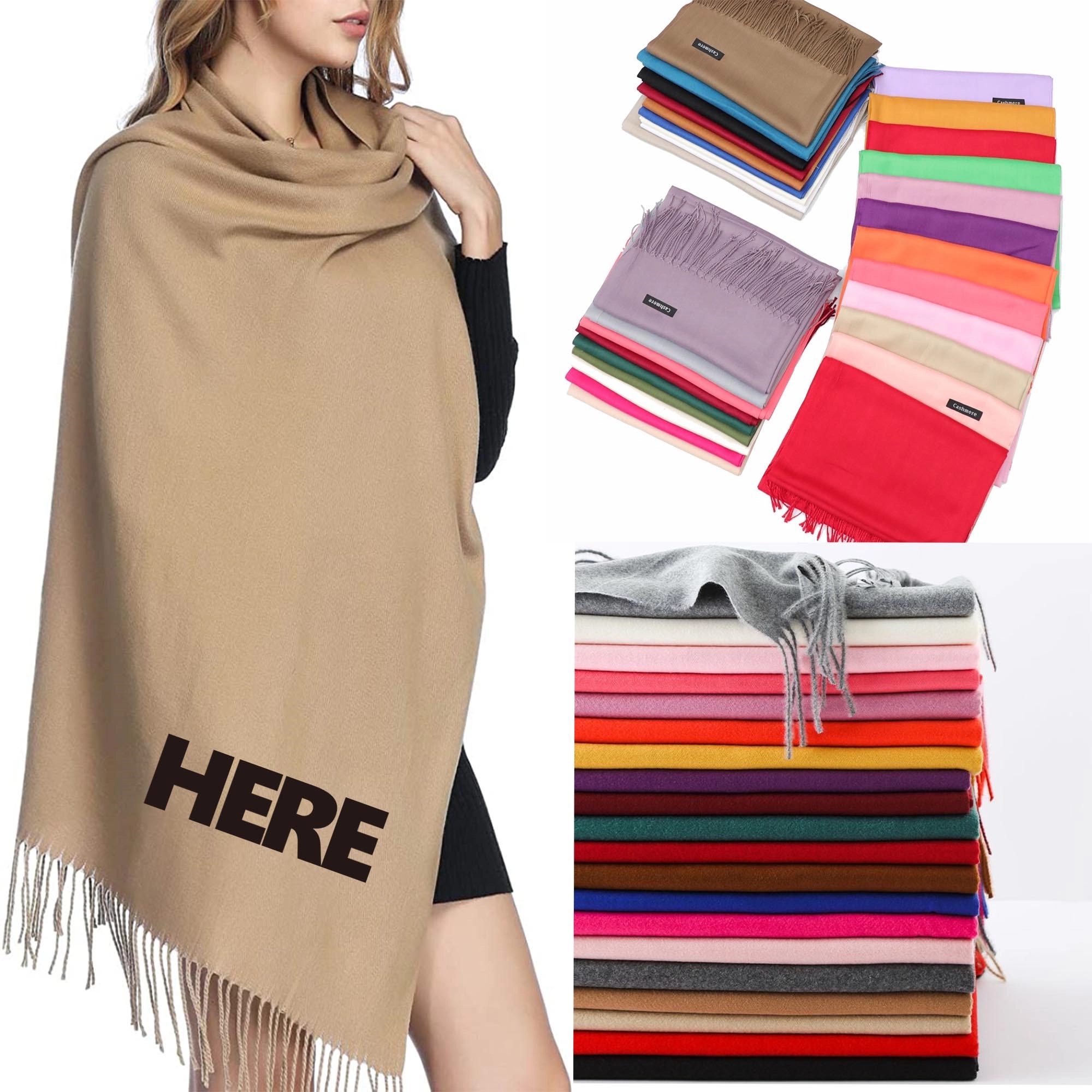 Embroidery Pashmina Shawl Wrap Cashmere Feel Scarf MOQ 50pc 4