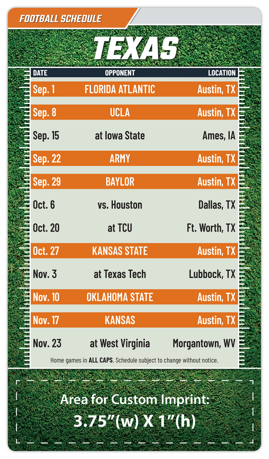 Magnet Sport Schedules - 4x7 Football Round Corners - 25 mil.