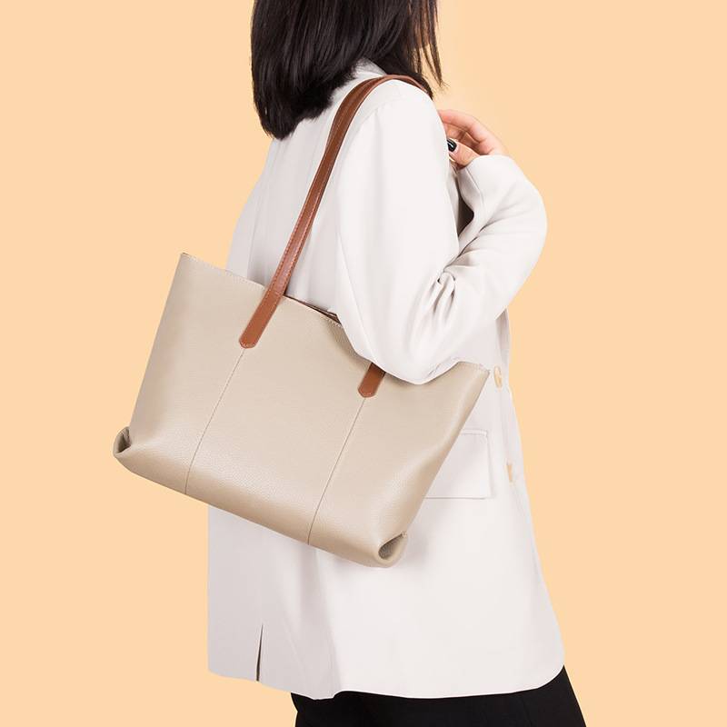Genuine Leather Large Capacity Tote Bag, custom tote bag with logo imprint 6