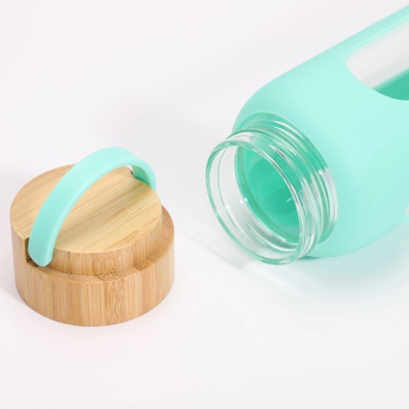 20oz Glass Bottles with Sleeve Silicone Sleeve, Bamboo Lid 8