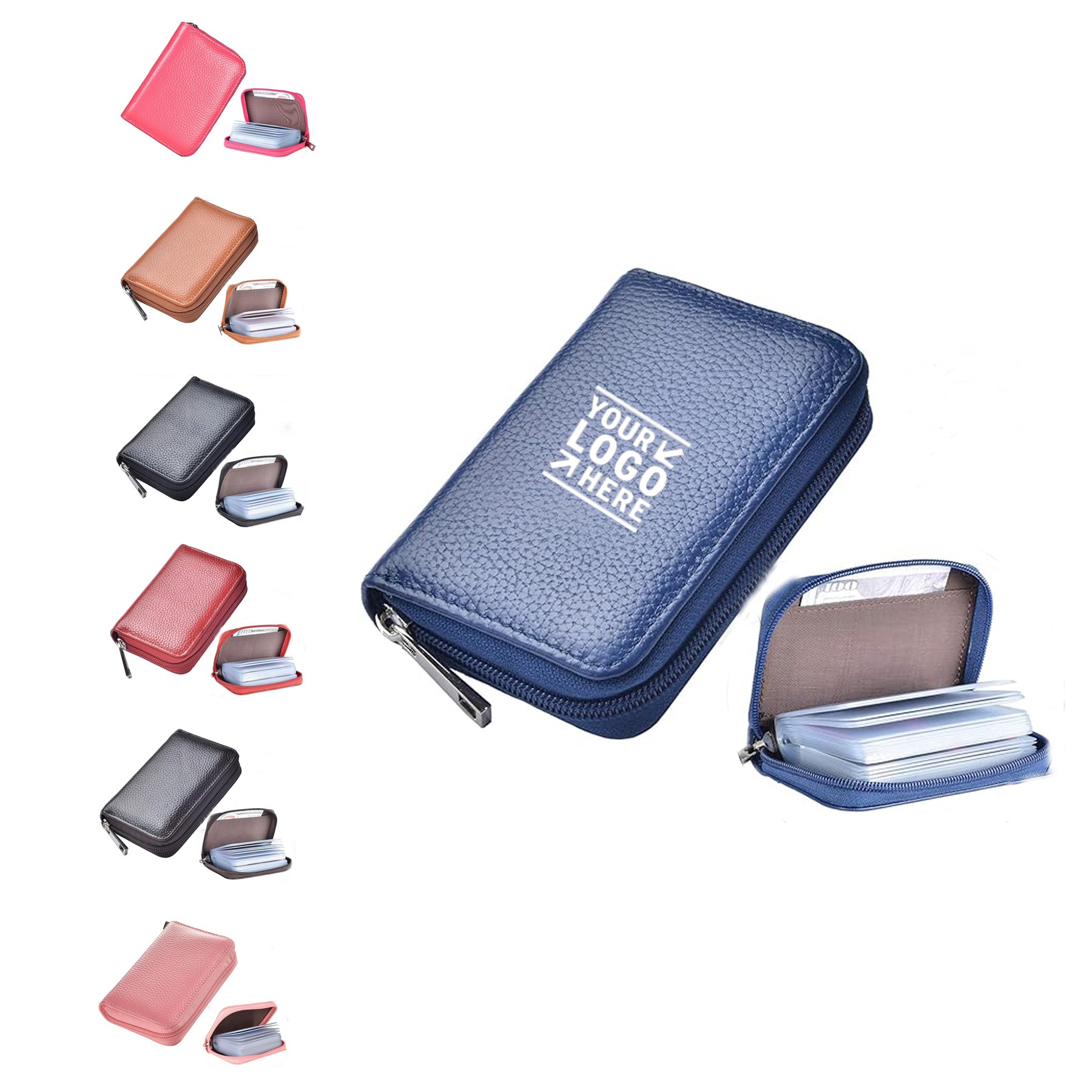 Genuine Leather Credit Card Zipper Wallet