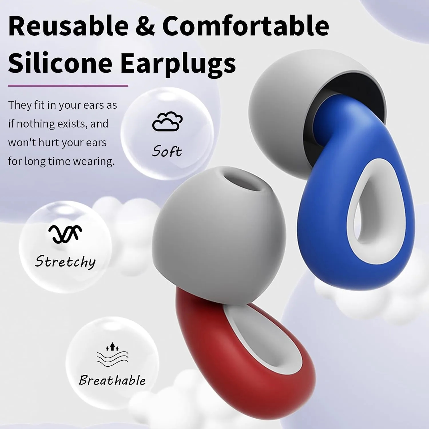 Noise Cancelling Slicone Earplugs Sets 4