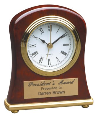 4 1/2" x 5" Rosewood Piano Finish Bell Shaped Desk Clock 2