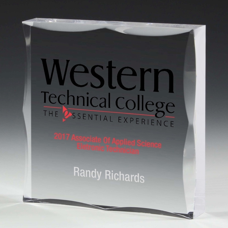 Scalloped Acrylic Paperweight Awards - 4" x 4" x 3/4"- 2400S (Screen Print) 4