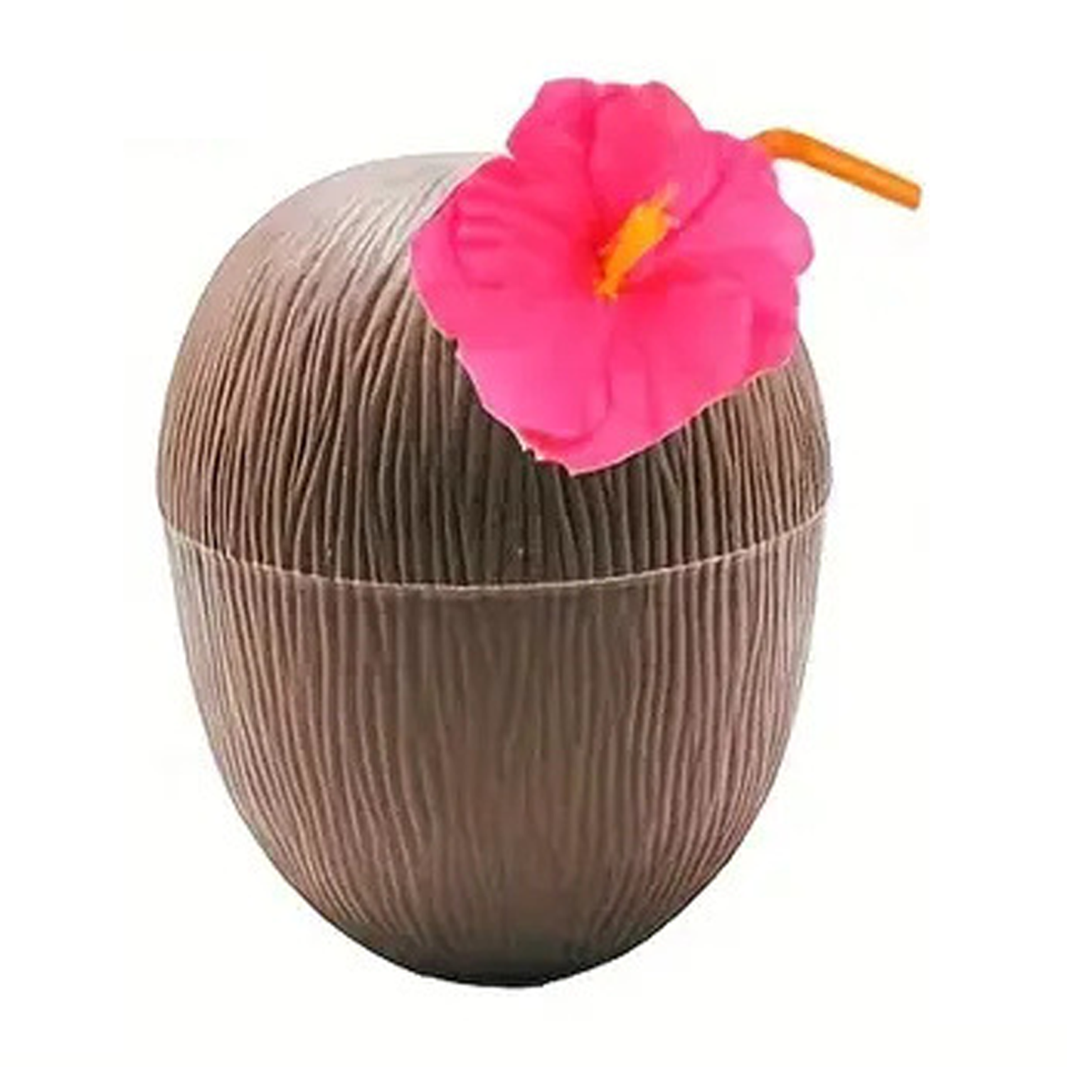 16oz Coconut Drink Cups w/ Flower Straws 3