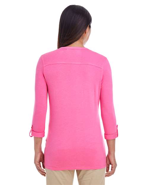 Women's Perfect Fit™ Y-Placket Convertible Sleeve Knit Top - DP186W 41