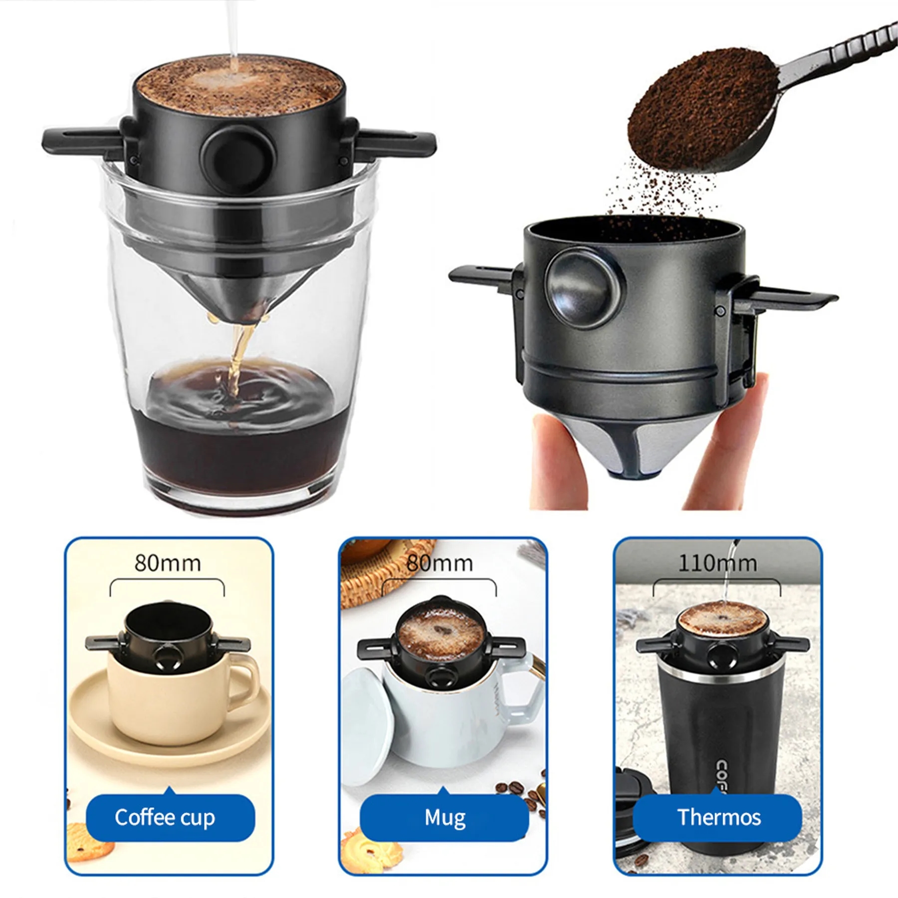 Stainless Steel Filter Free Coffee Funnel 2