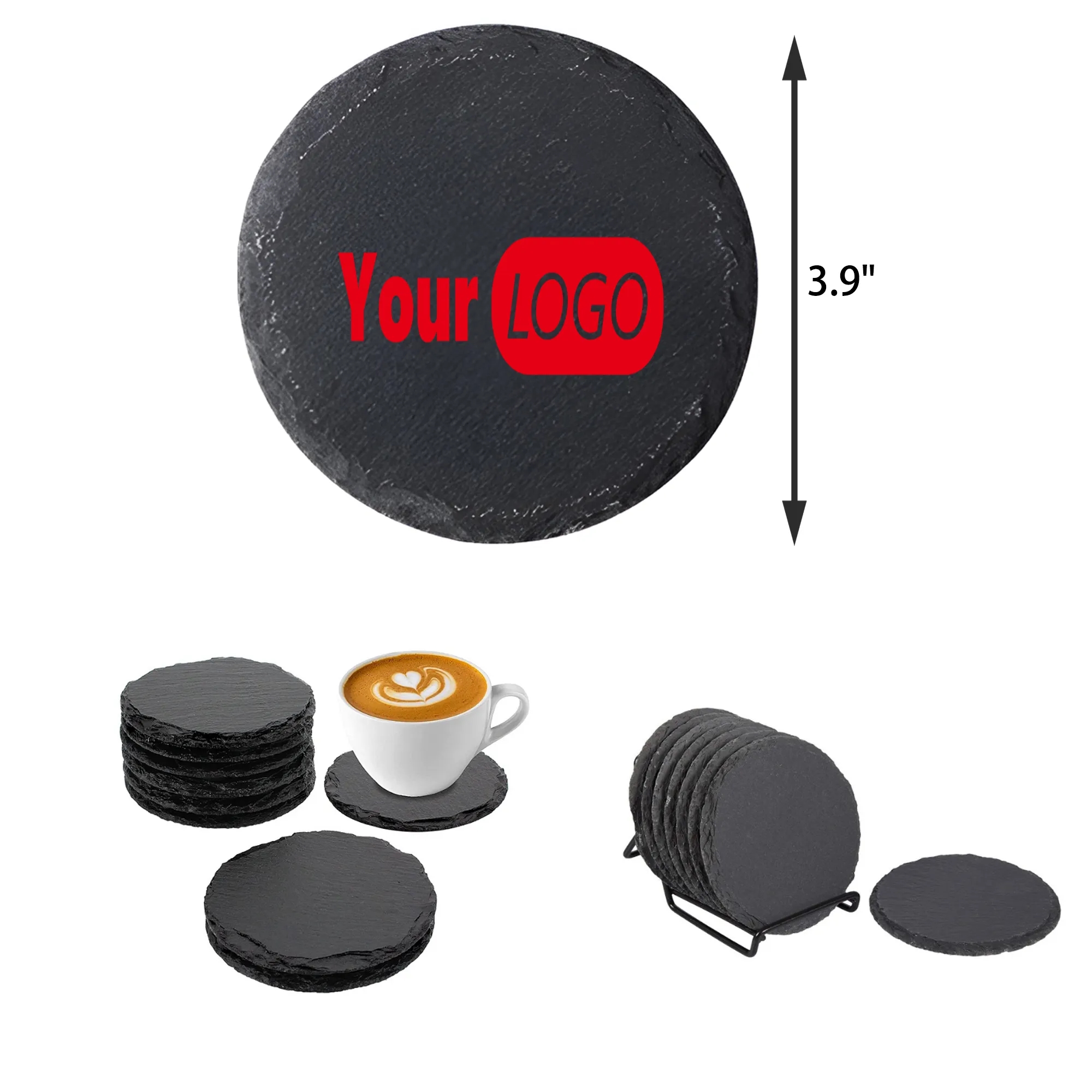 MOQ 50 PCS Round Slate Coaster 2