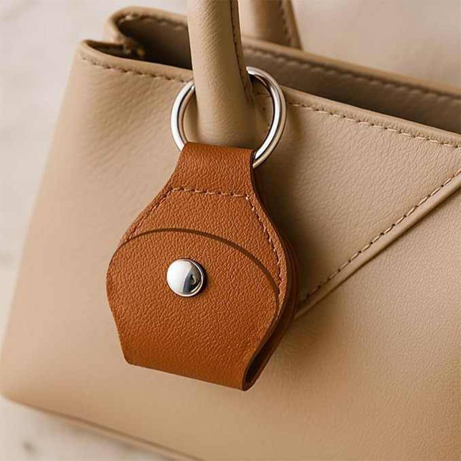 Engraved Stainless Steel Decision Coin PU Leather Keychain 4