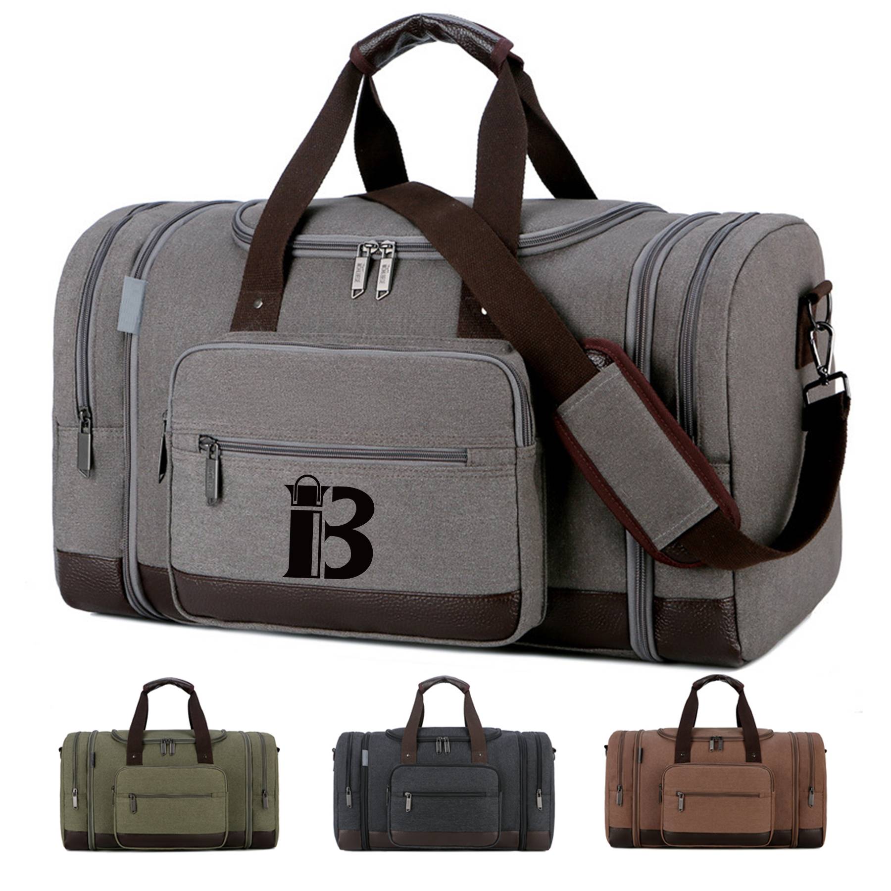 Canvas Shoe Compartment Travel Tote Duffel Bag 2