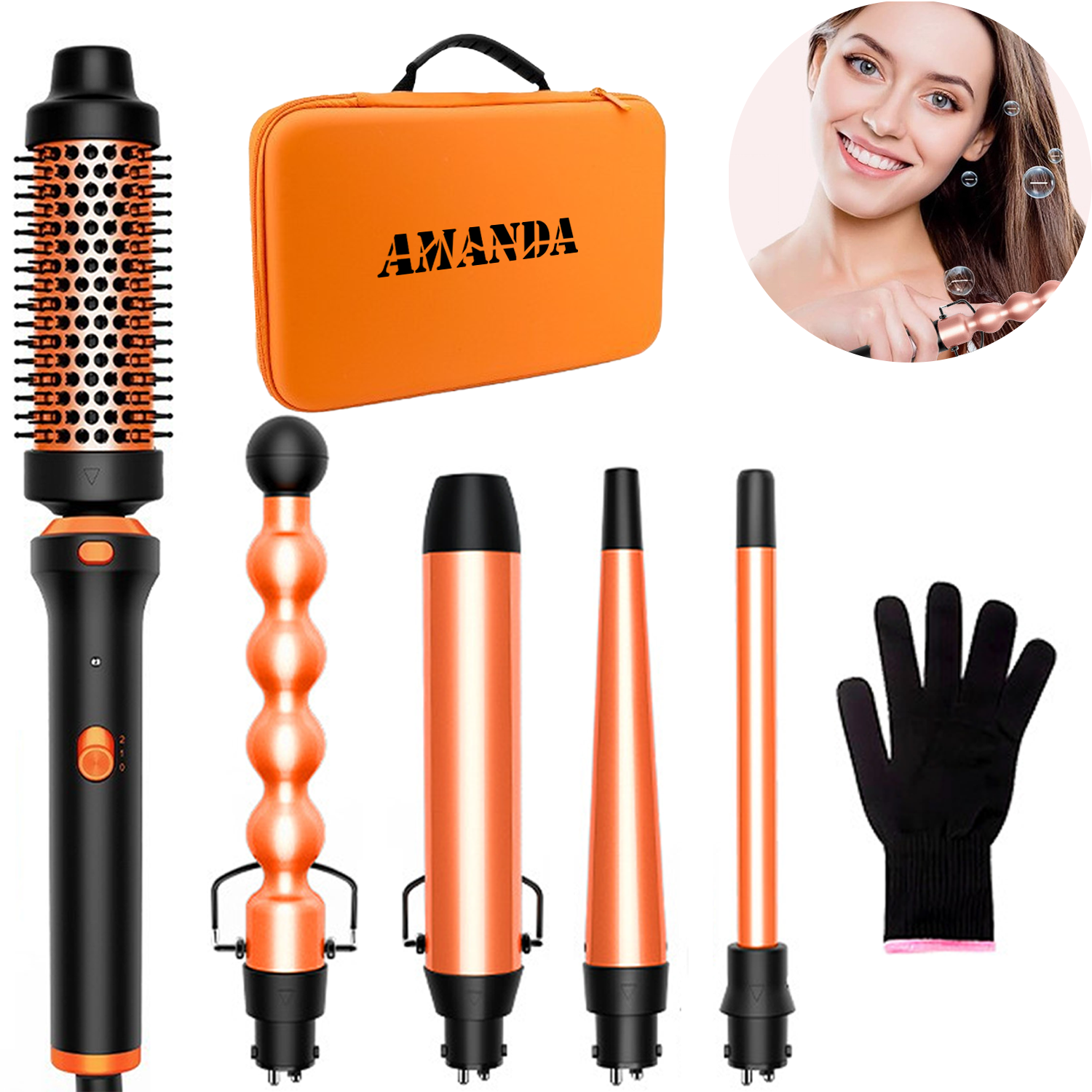 5-in-1 Multi-function Hair Straightener Brush Curling Iron 2