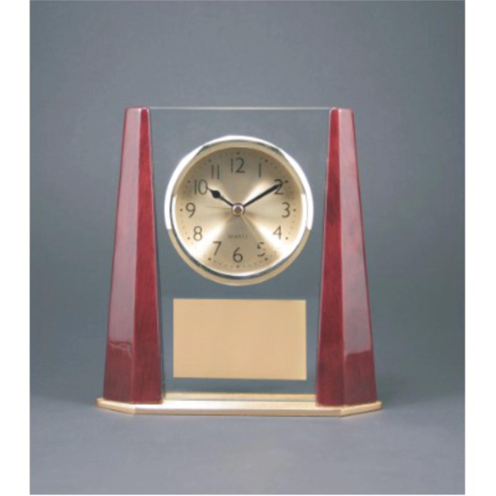 Rosewood/Silver Piano Finish Arch Clock with Base/Trim 2