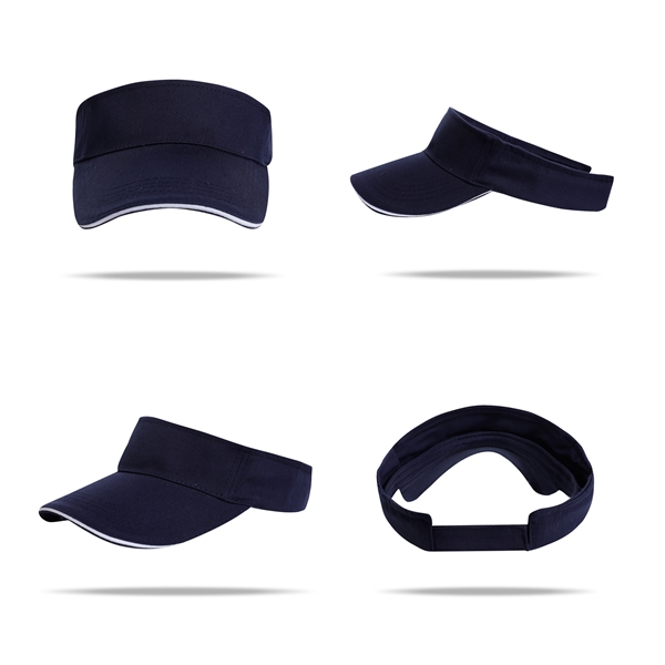 Stock Solid Color Poly Cotton Visor, Hook-And-Loop Fastener 16