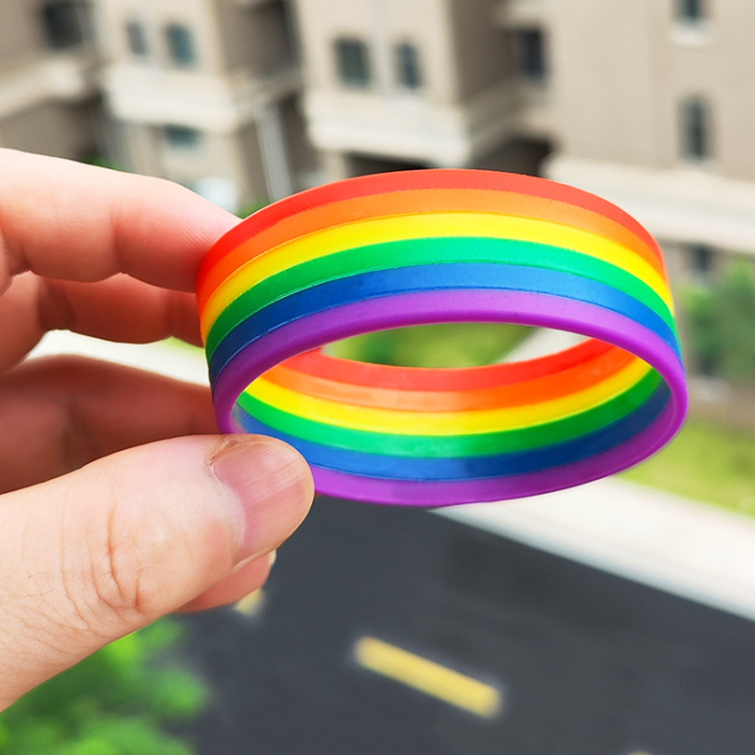 Widened Six-Layer Silicone Rainbow Bracelet 2