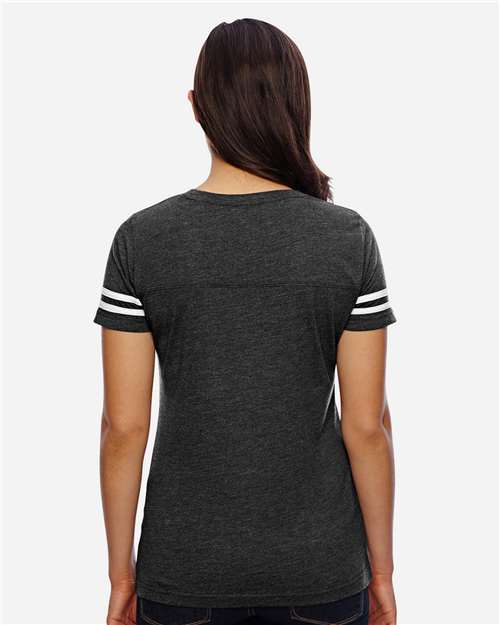 Women's Football V-Neck Fine Jersey Tee - 3537 41