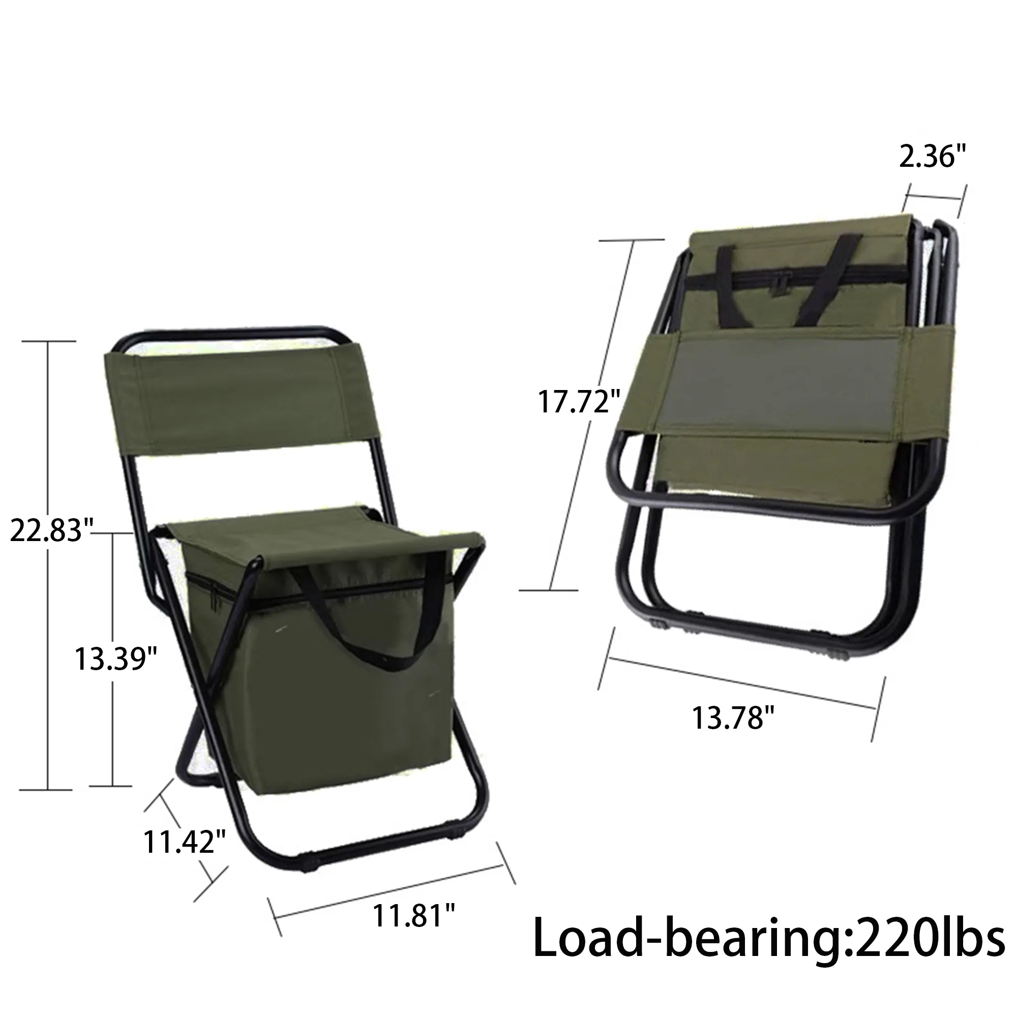Outdoor Insulated Folding Chair with Backrest 2