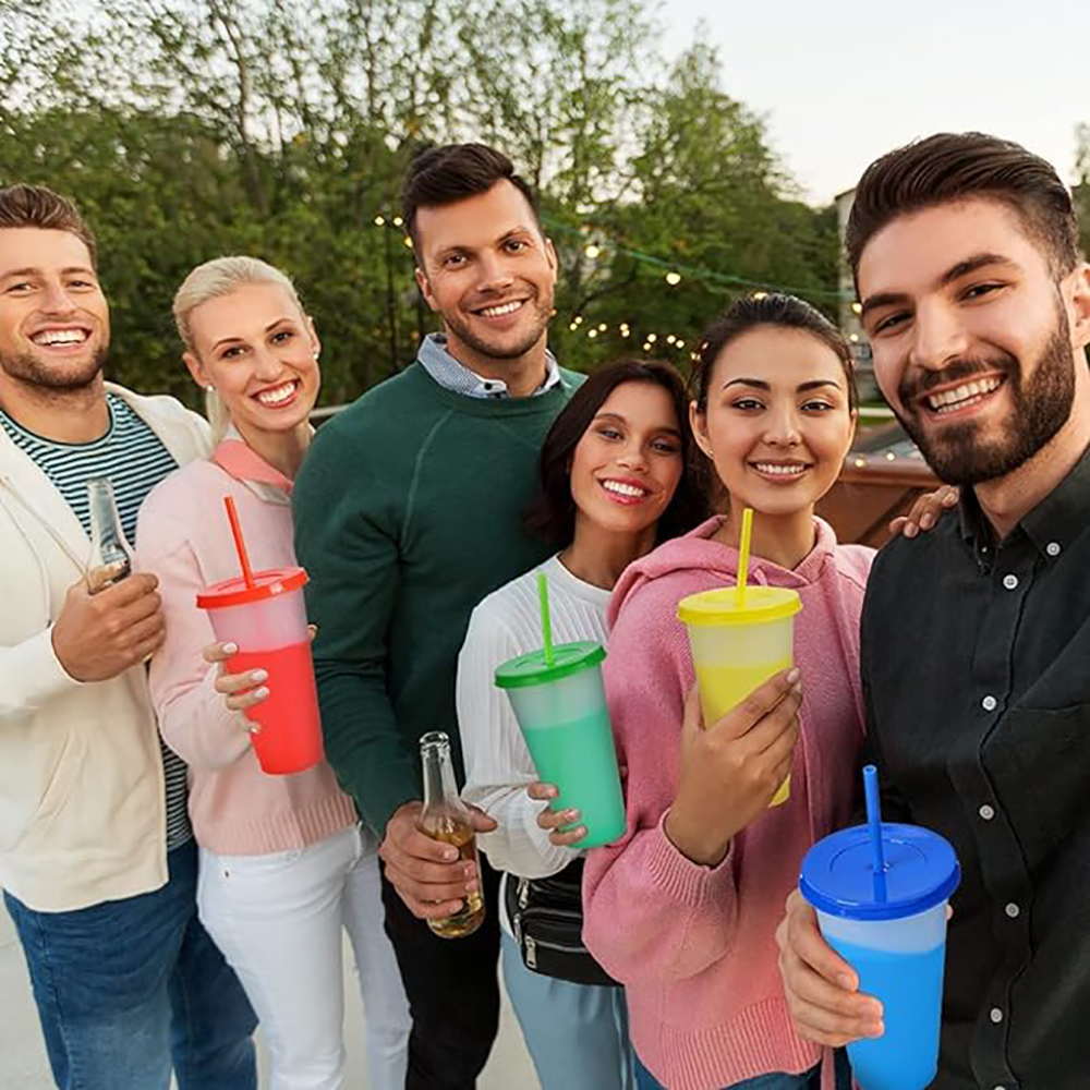 24oz Reusable Color Changing Cup Plastic Cup with Lid 4