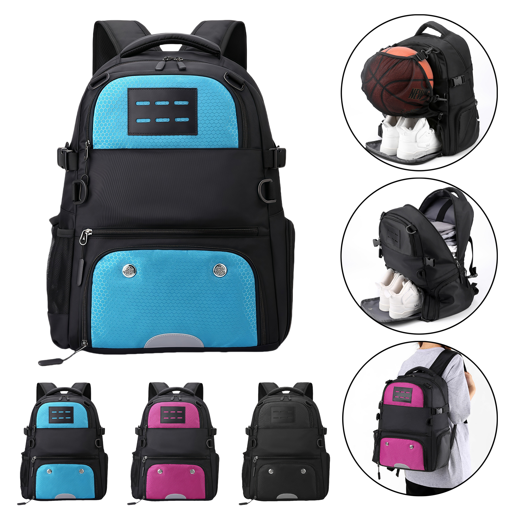 Waterproof Basketball Backpack with Shoe Compartment - Large Capacity Sports Duffle for Shoes 4