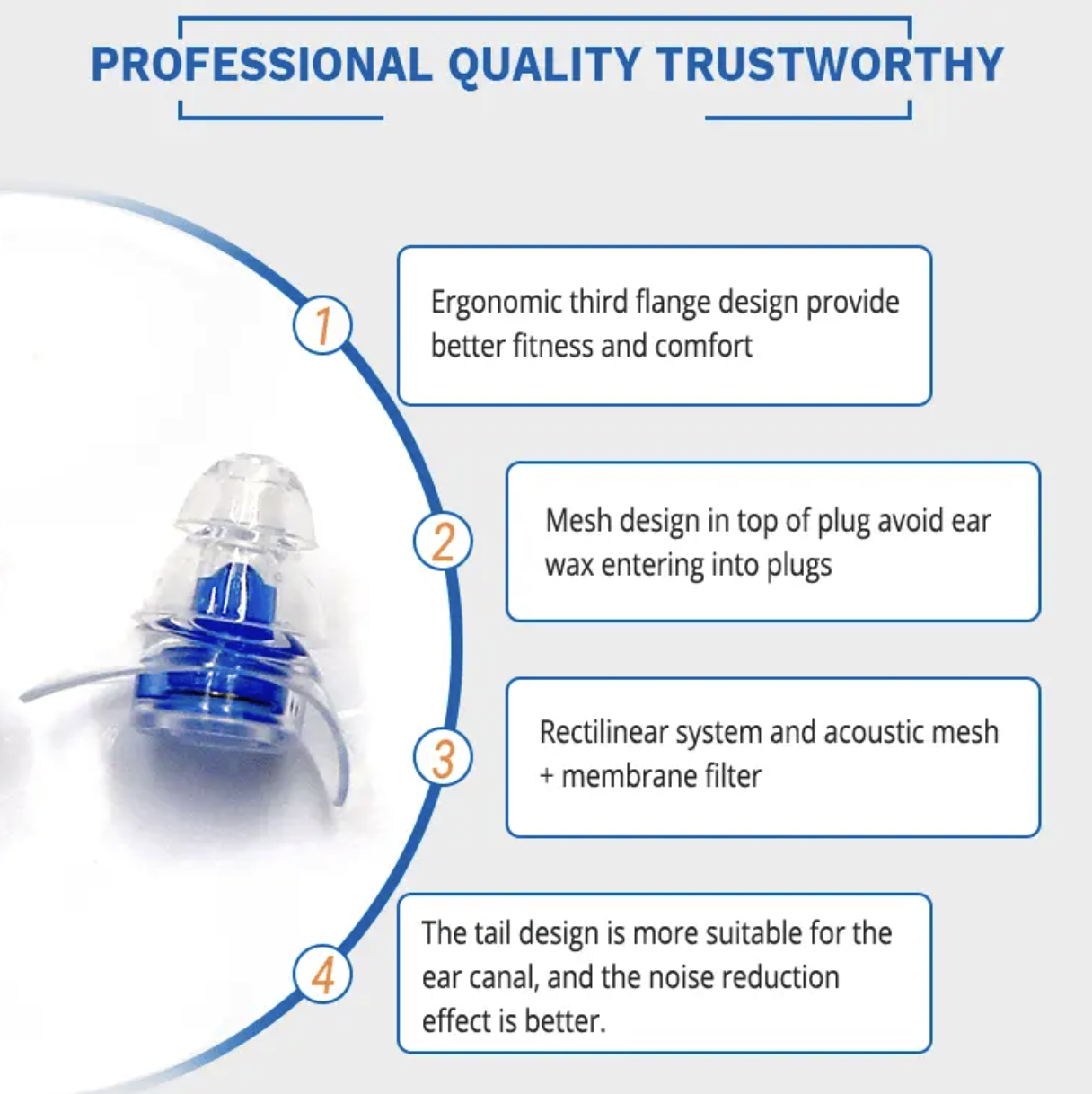 Silicone and Aluminum Case High Fidelity Noise Cancelling Acoustic Filter Music Ear Plugs 2