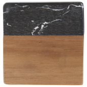 Black Marble and Wood Coaster Set 4