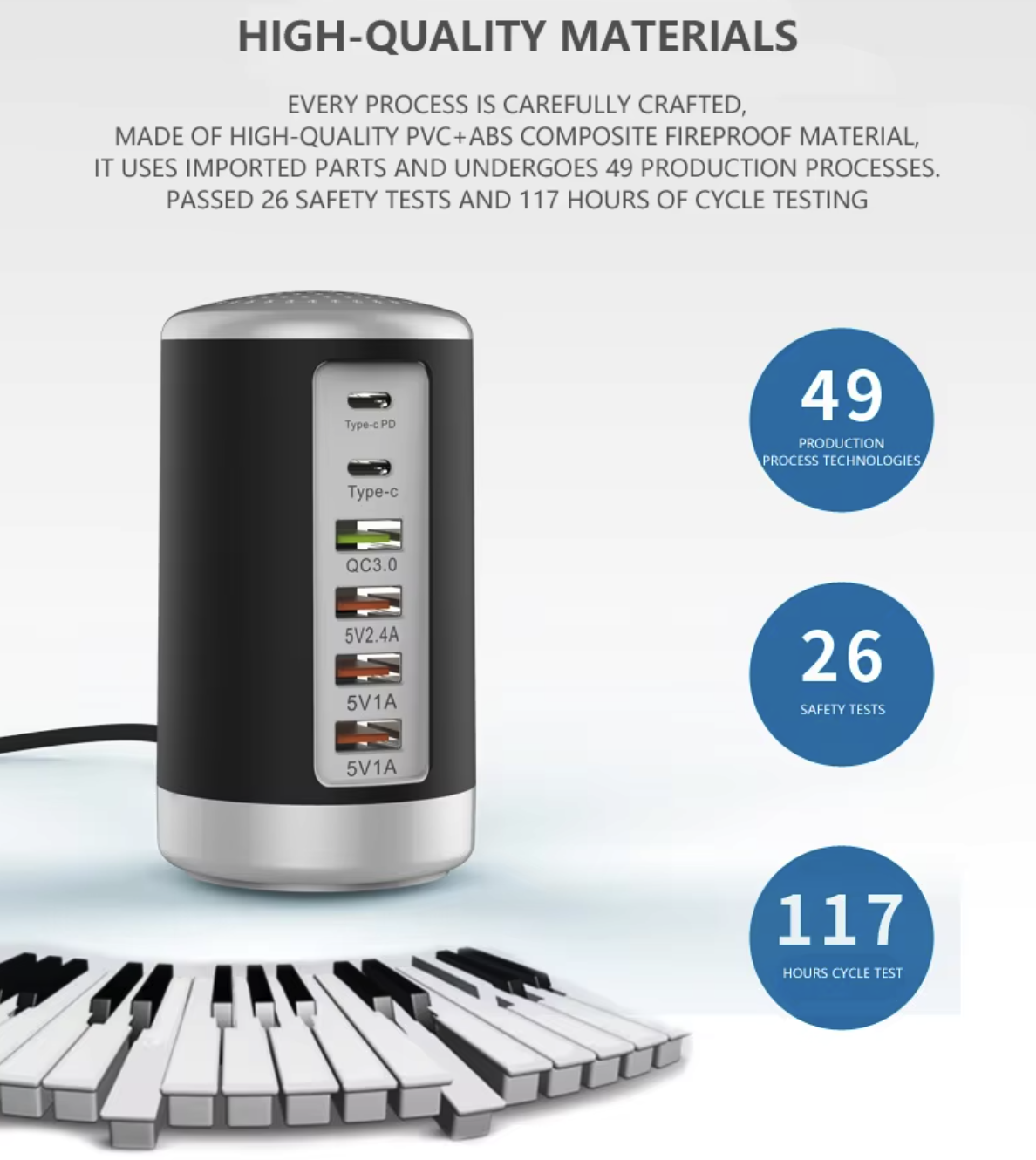 60W USB Charging Station with 6-Port 4