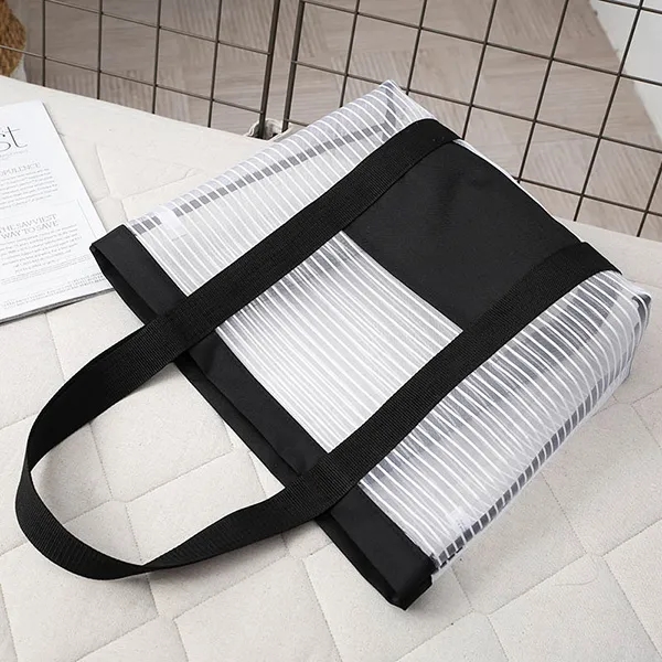 Sheer Striped Mesh Boat tote -13.8x12.6x4.7 7