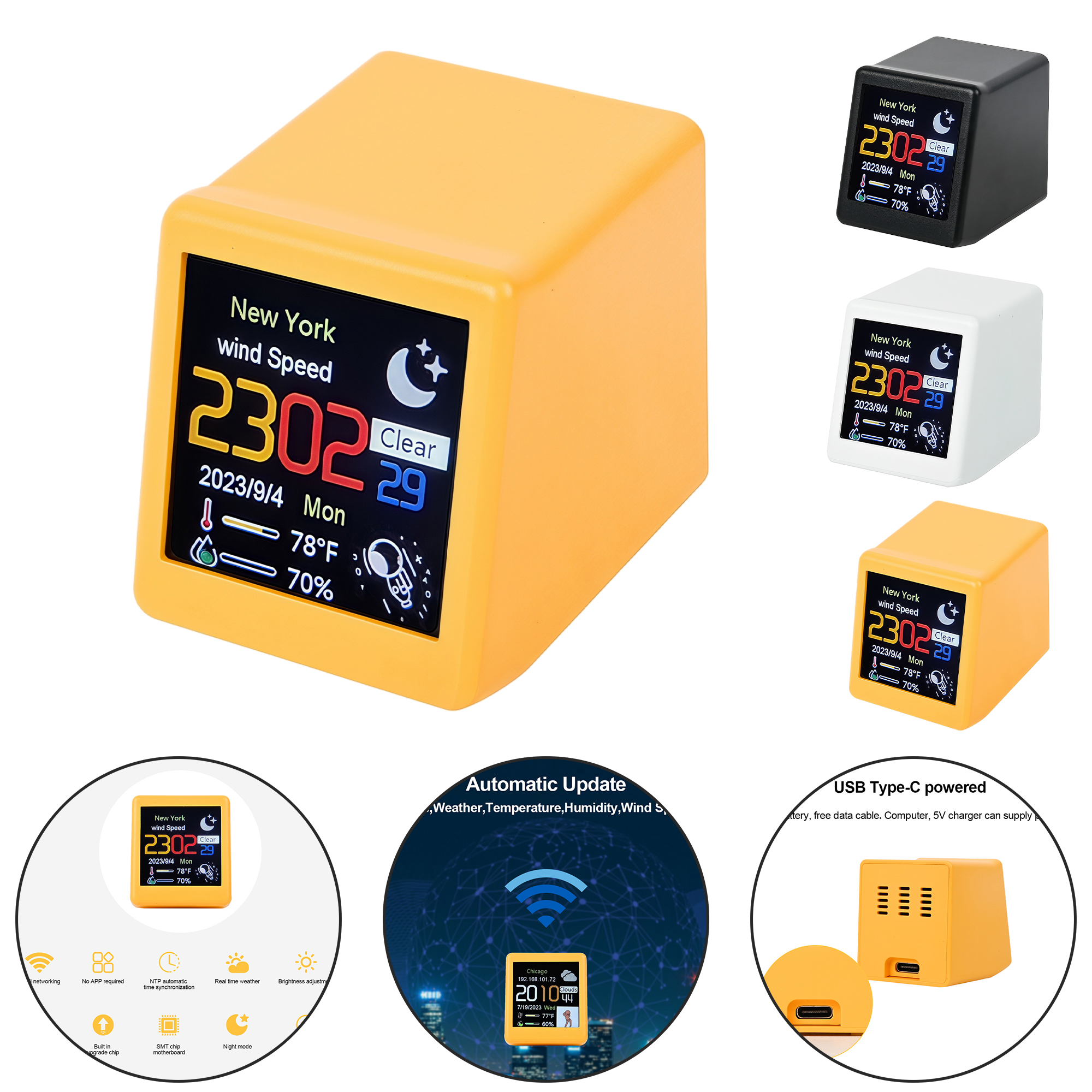 Smart Desktop Digital Clock with WiFi Weather Station 2