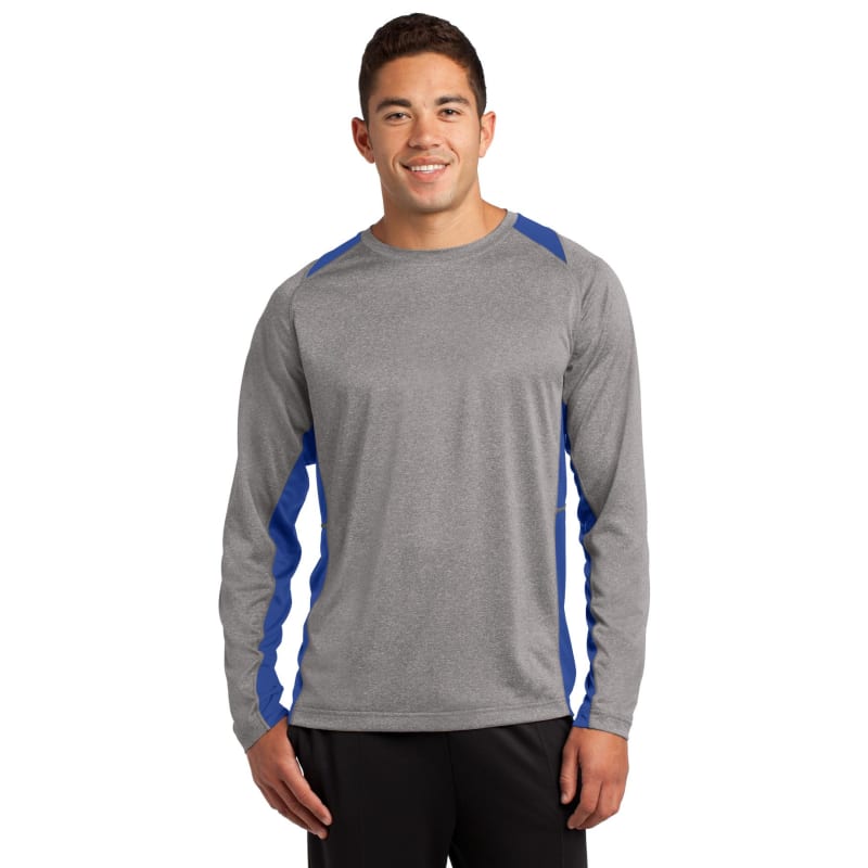Sport-Tek Long Sleeve Heather Colorblock Contender Tee. 72