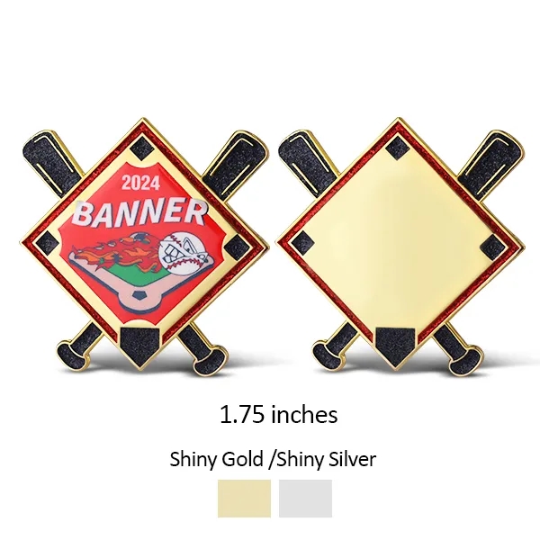 1.75'' UV Printed Baseball Pins w/ Stock Shape 8