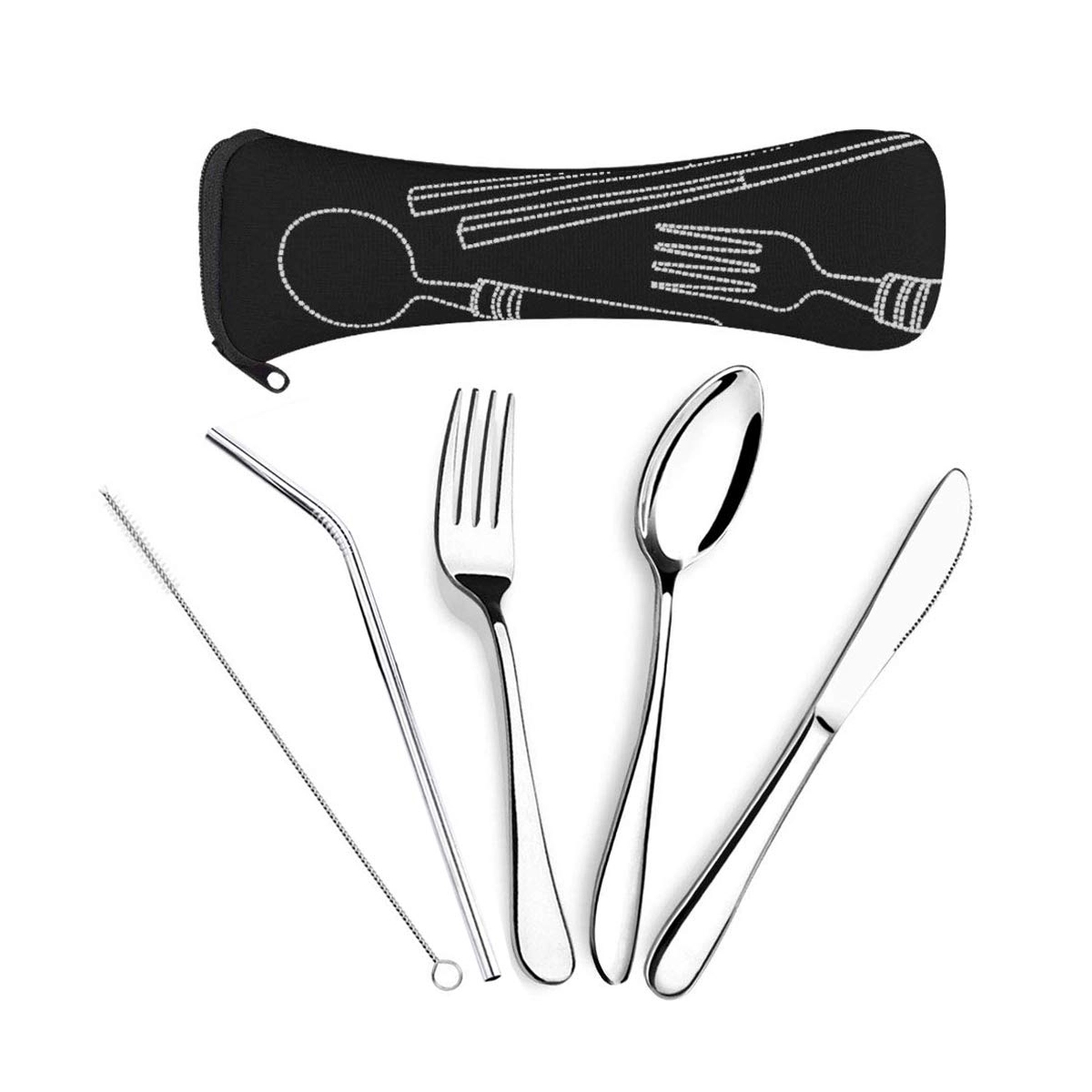 5-Piece Stainless Steel Cutlery Set with Neoprene Case 1