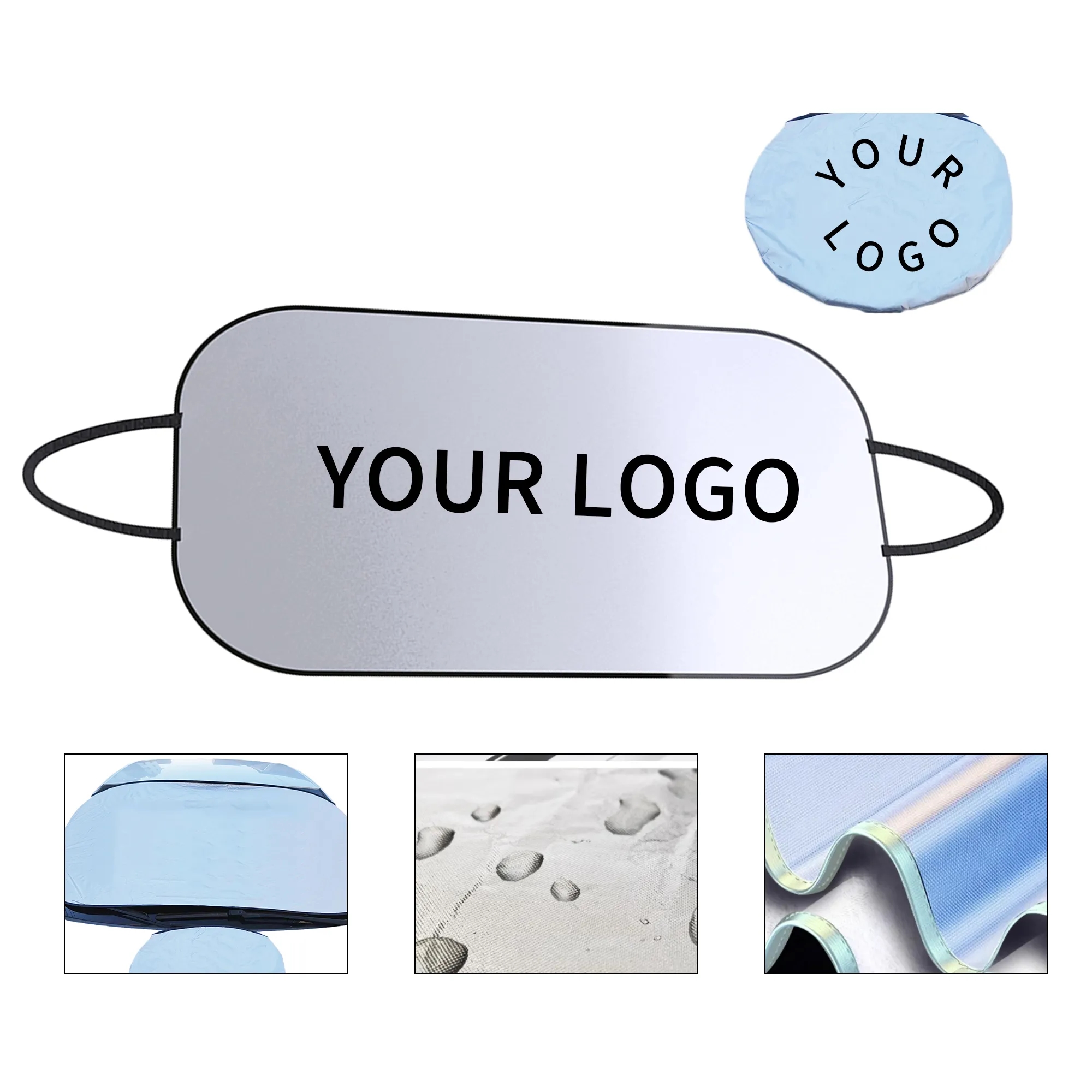 Car Sunshade Silver Fabric 2