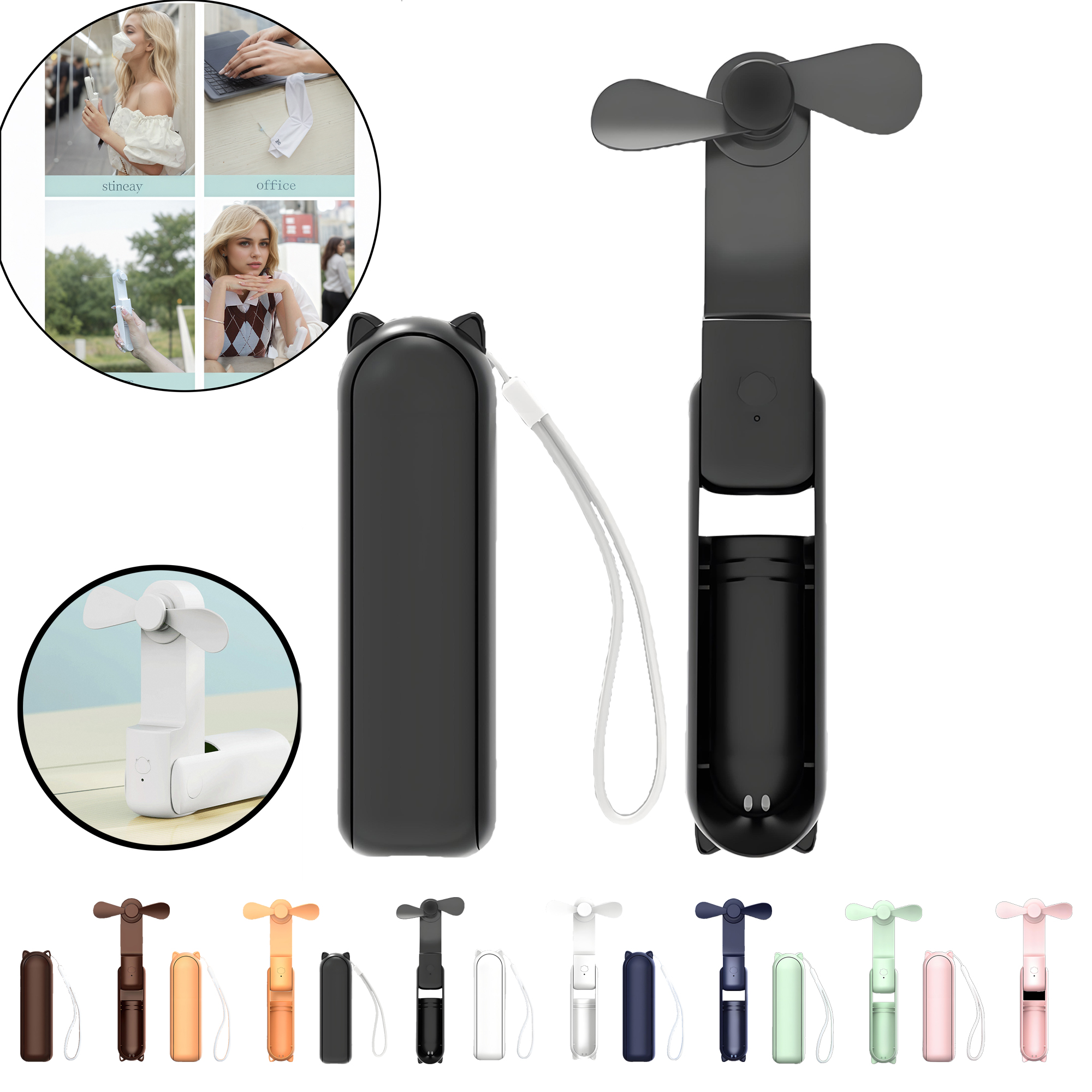 Portable Handheld Fan with Built-in Power Bank 8