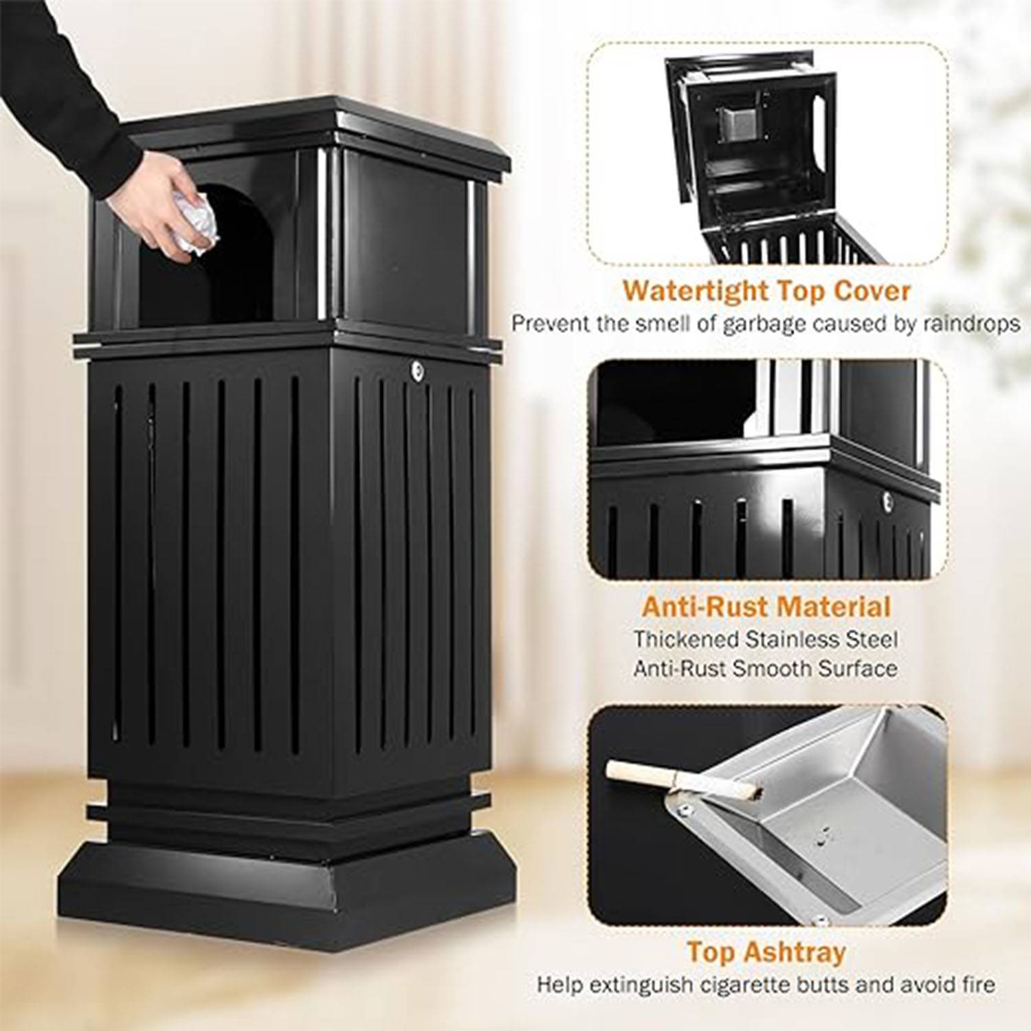 Antique stainless steel trash can 5