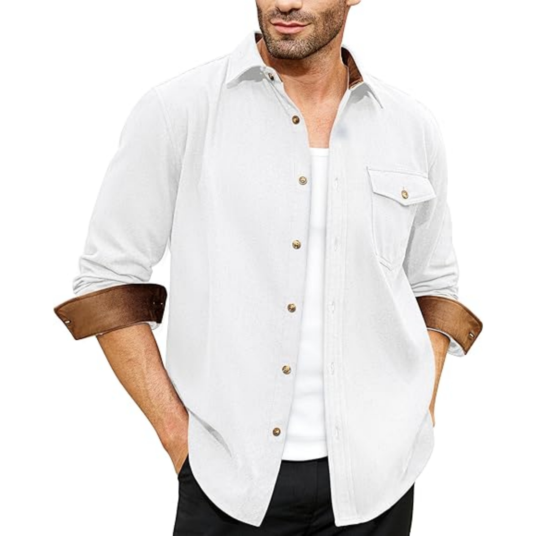 Man Long Sleeve Casual Jacket, custom dress shirt with logo imprint 5