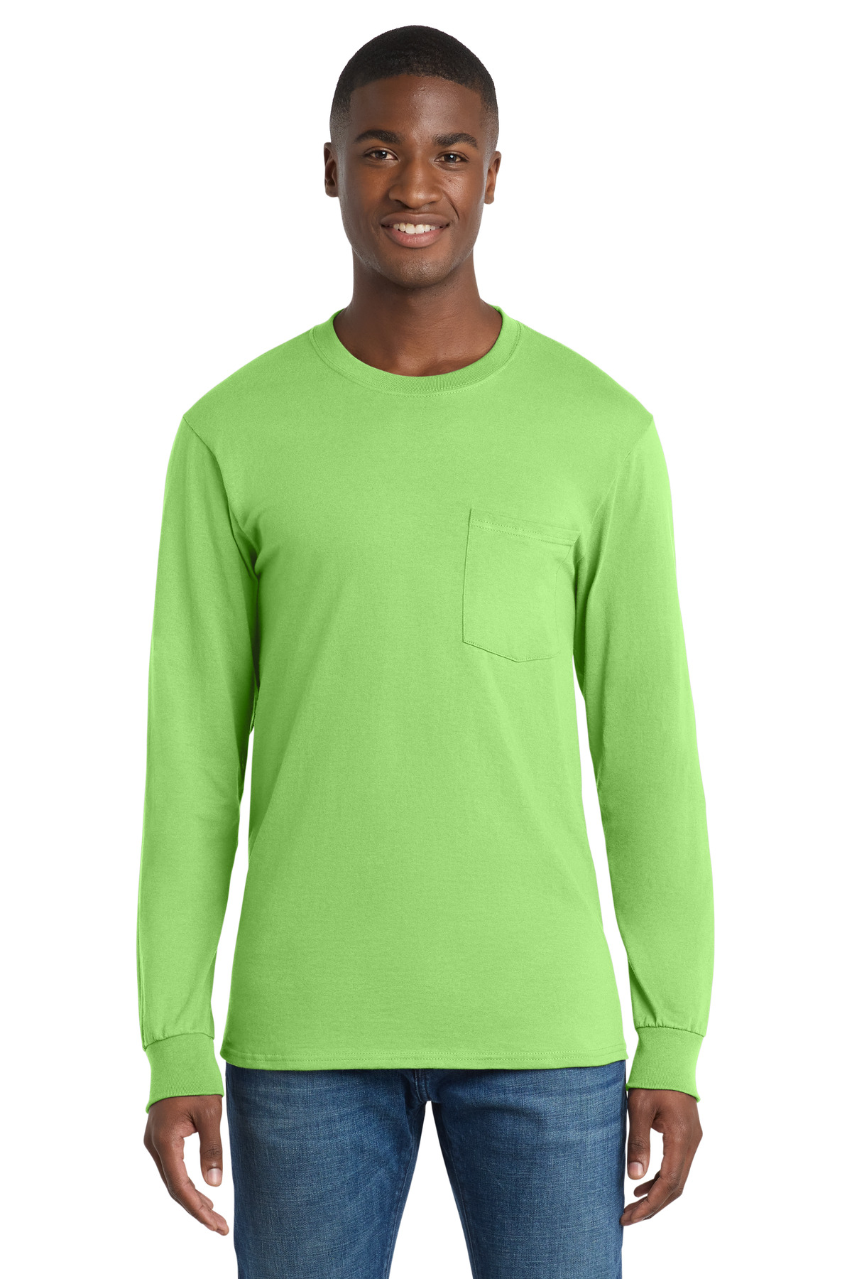 Port & Co Long Sleeve Essential Pocket Tee. PC61LSP 47