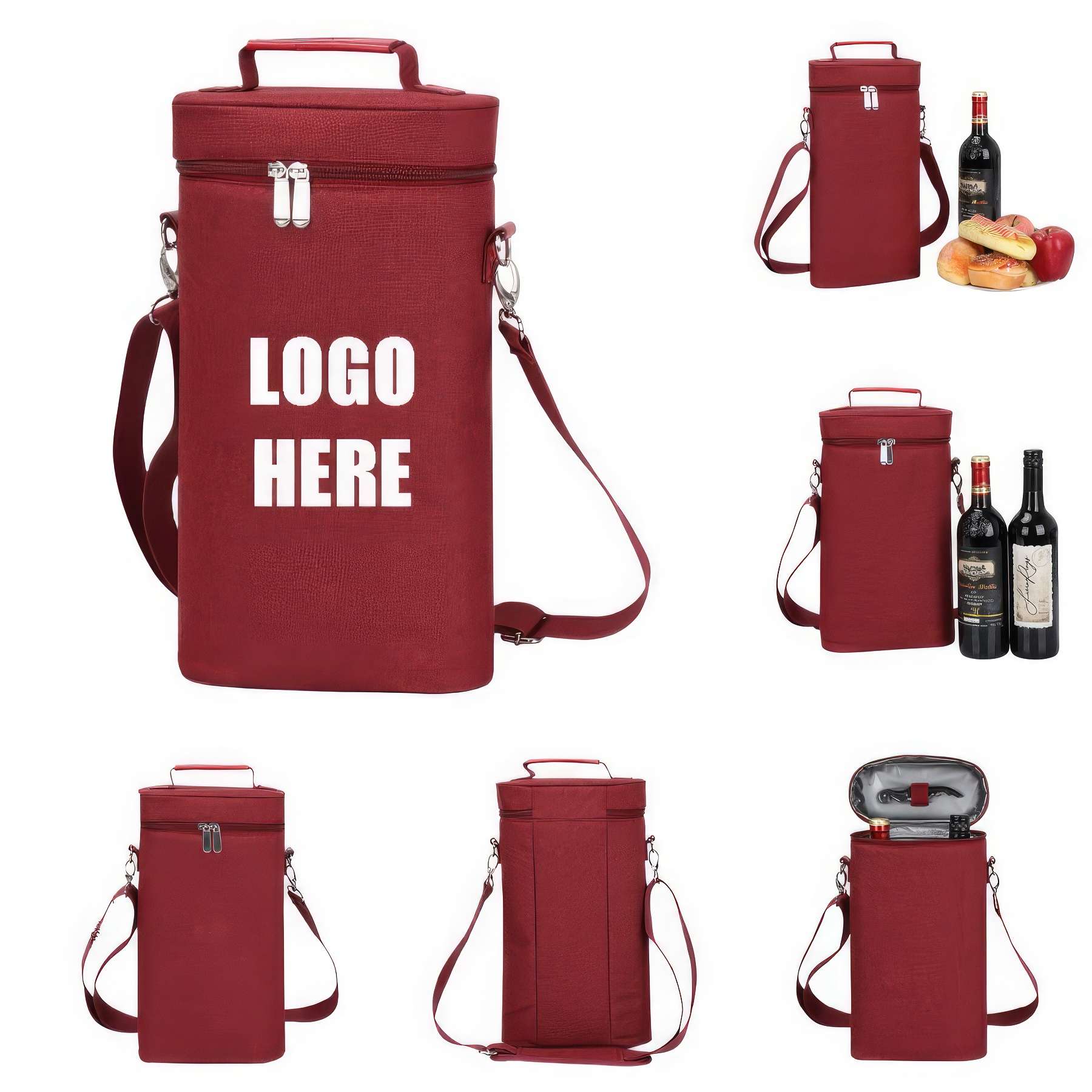 Custom Insulated 2 Bottle Wine Tote Carrier 2