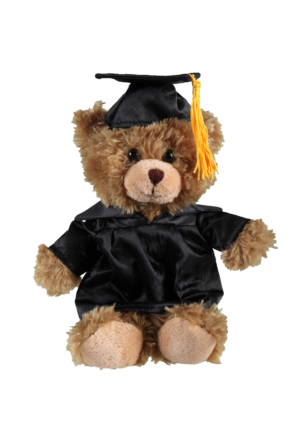 soft plush Mocha Curly Sitting Bear  with graduation cap &gown