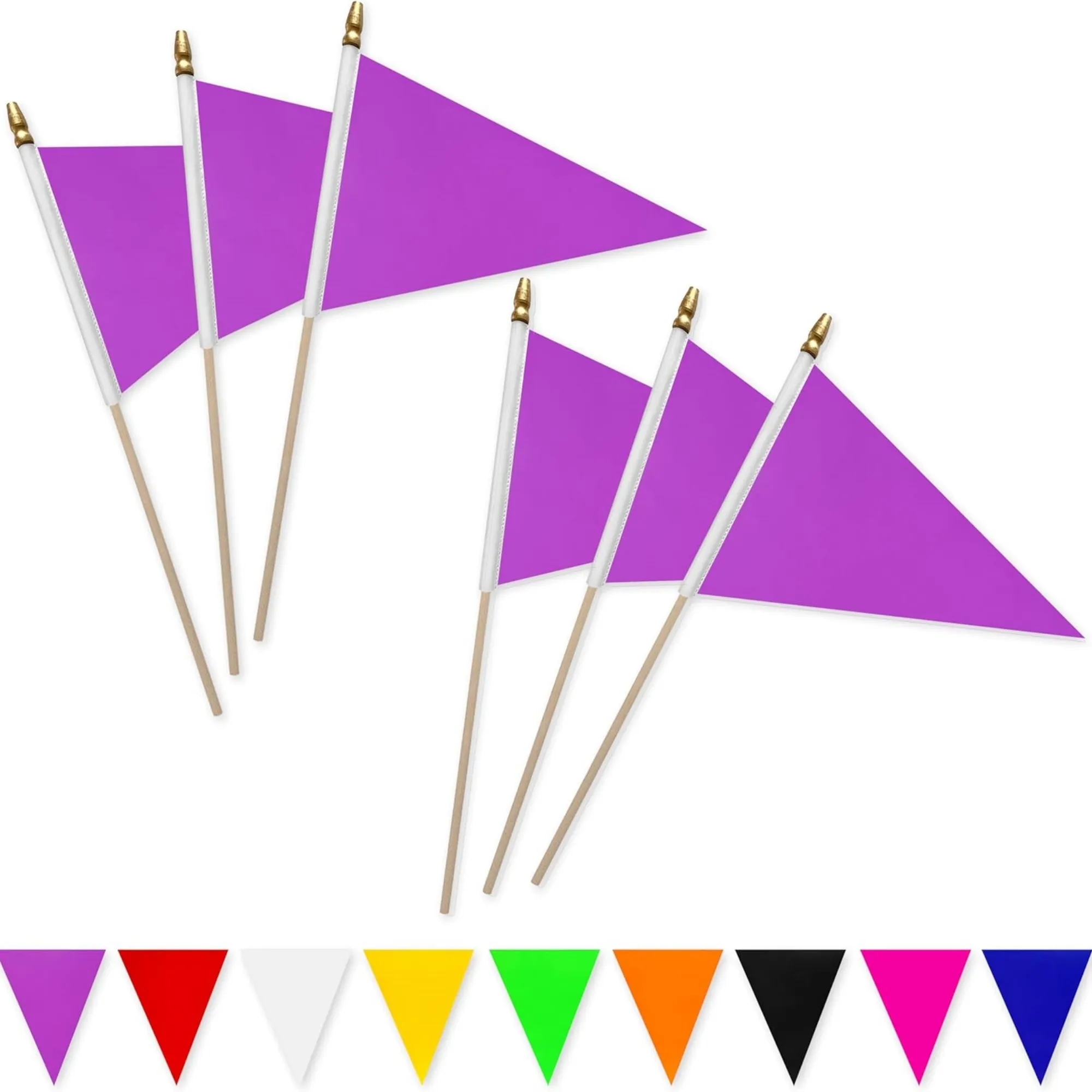 5 x 8 Inch Colorful Pennant Flags With Stick Small Triangle 3