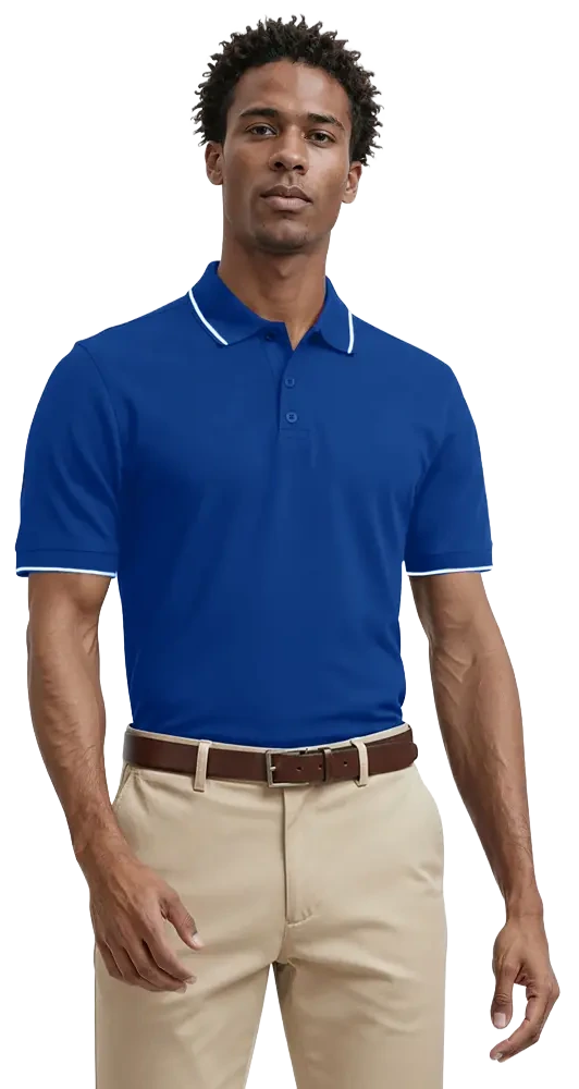 Men's Striped Trim Value Wicking Polo 14