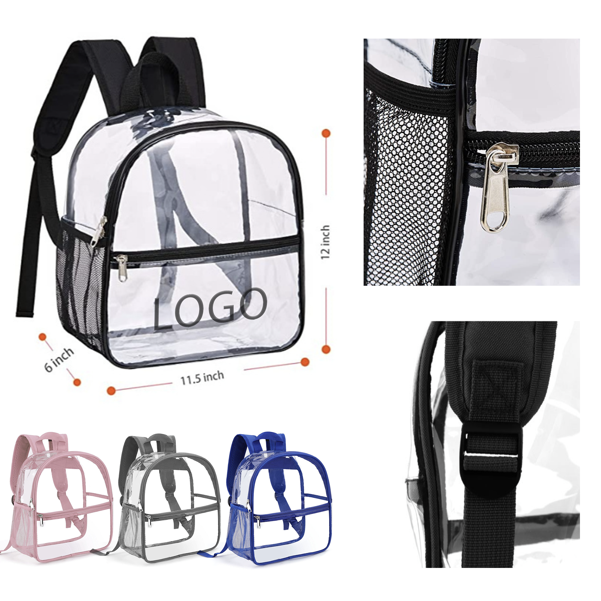 MOQ 10 PCS Waterproof PVC Transparent Backpack 2